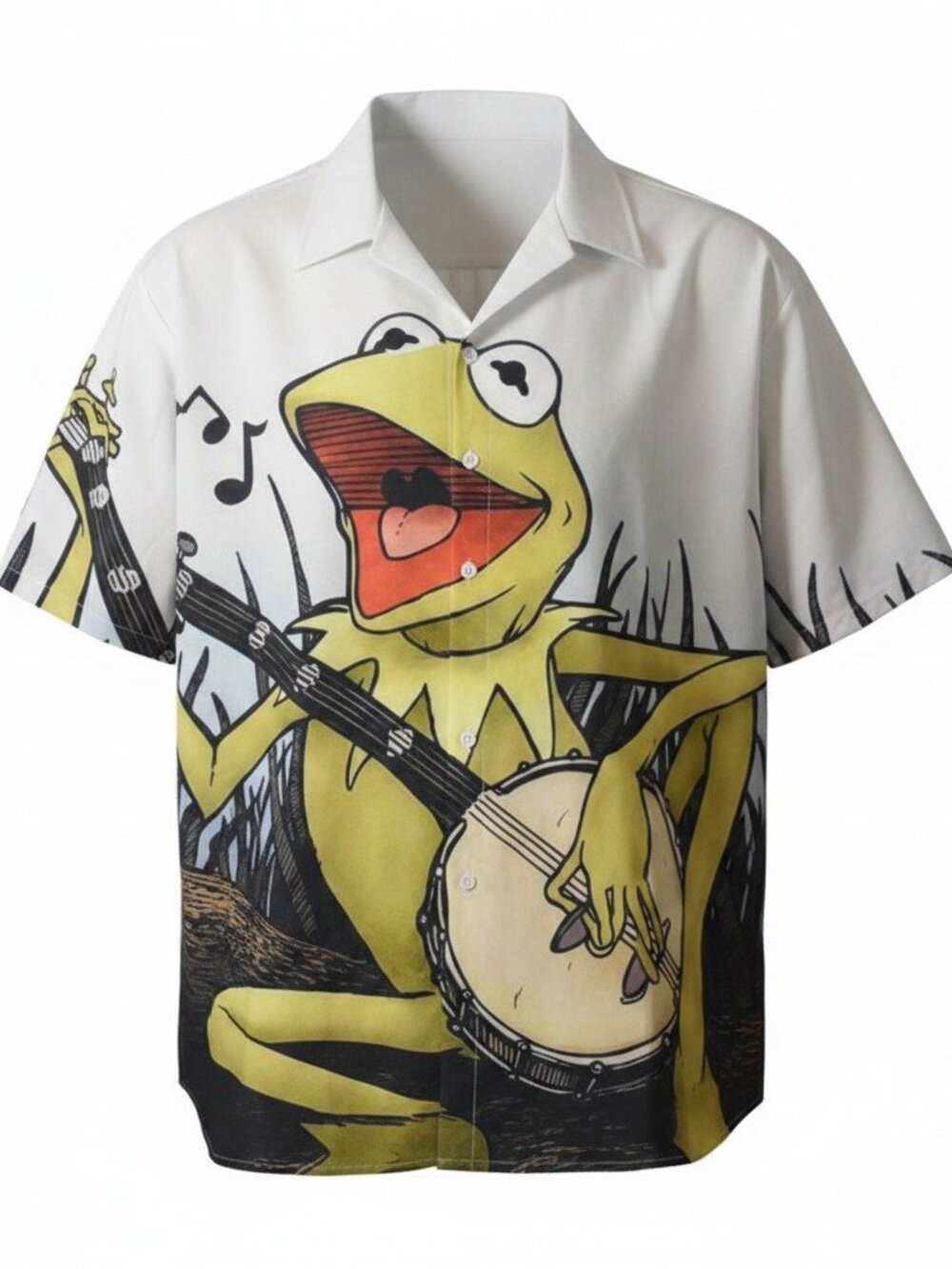 Muppets Short Sleeve Button Up Shirt Size 3XL - Kermit the Frog Banjo - NEW